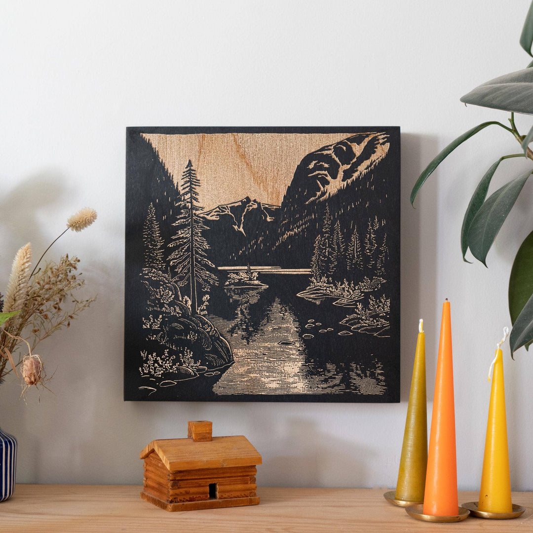 Misty Fjords Mini Engraved Birch Wood Panel