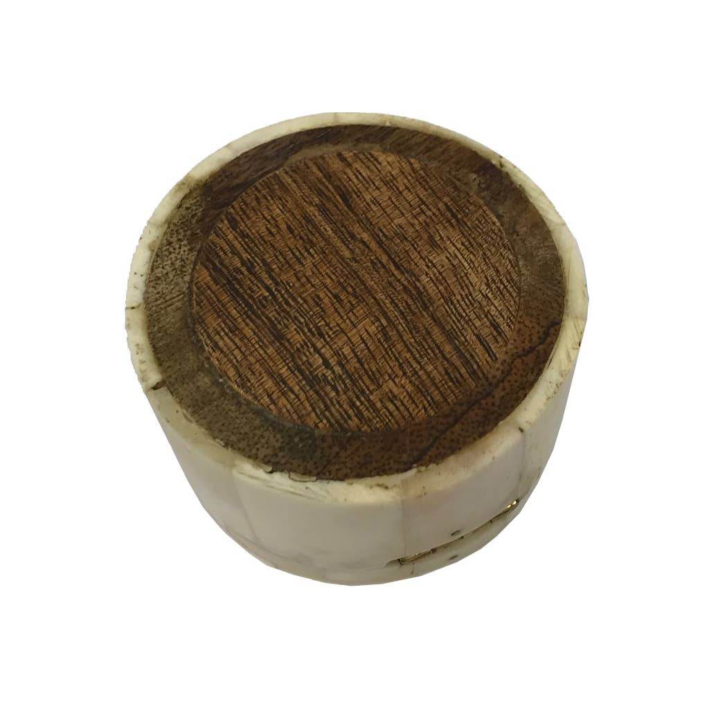 Round Bone Box with Printed Floral Design - BUNKHAUS
