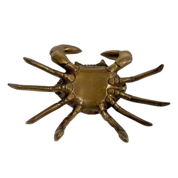 6" Antiqued Brass Dungeness Crab Paperweight Tabletop Decor