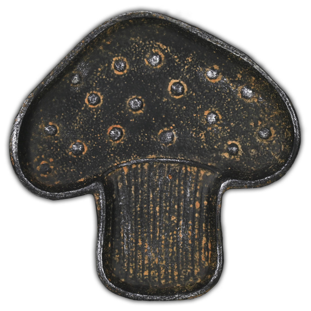 Cast Iron Mushroom Trinket Dish — Black Matte