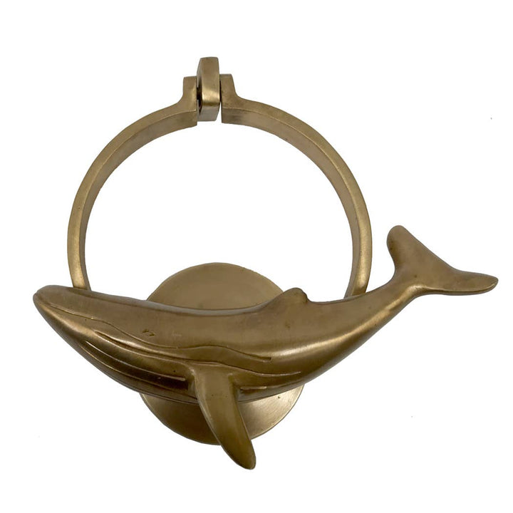 Antiqued Brass Whale Door Knocker