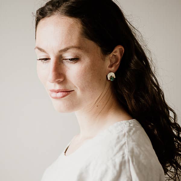 Bali Turquoise Studs – Brass & Silver