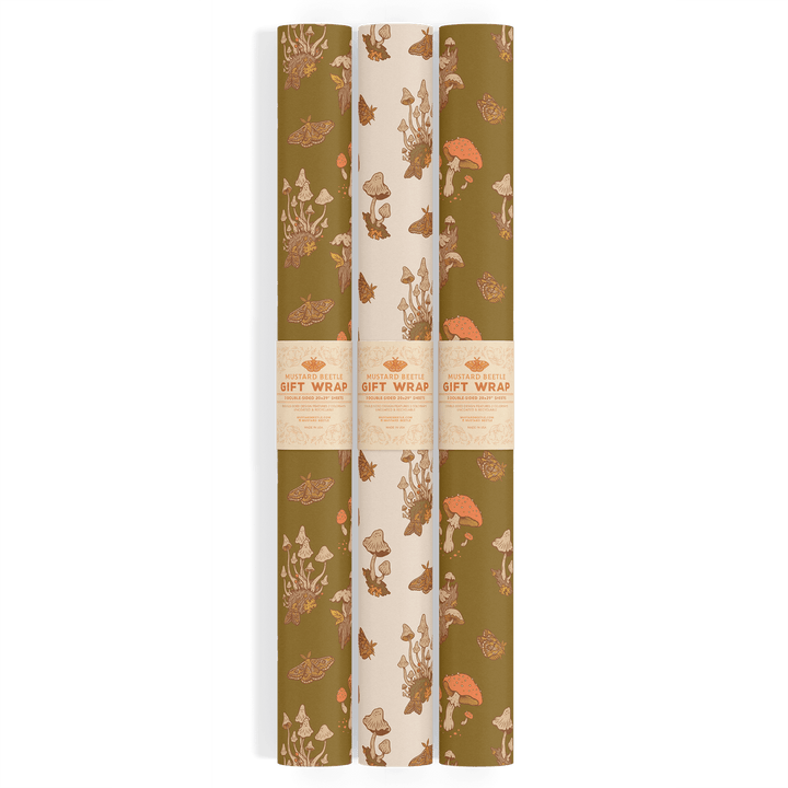 Recyclable Gift Wrap - Mushrooms Cream - BUNKHAUS