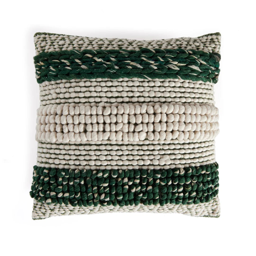 Textured Stripe Pillow - Green, White