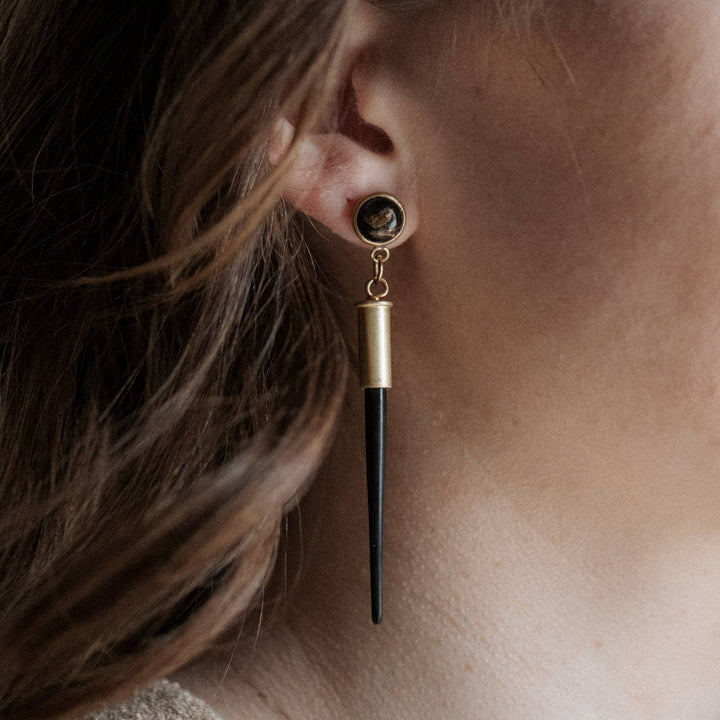 Quill Studs :: Copper Obsidian
