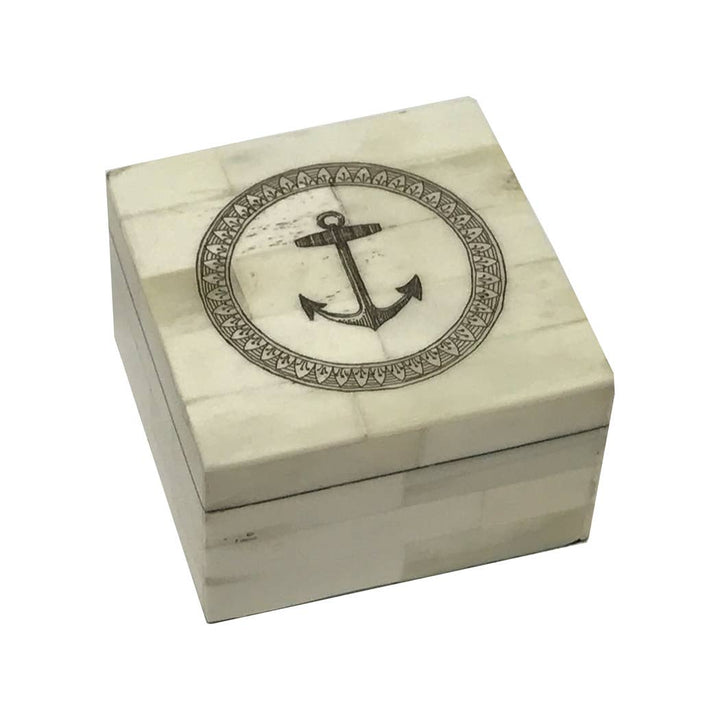Anchor Engraved White Bone Box