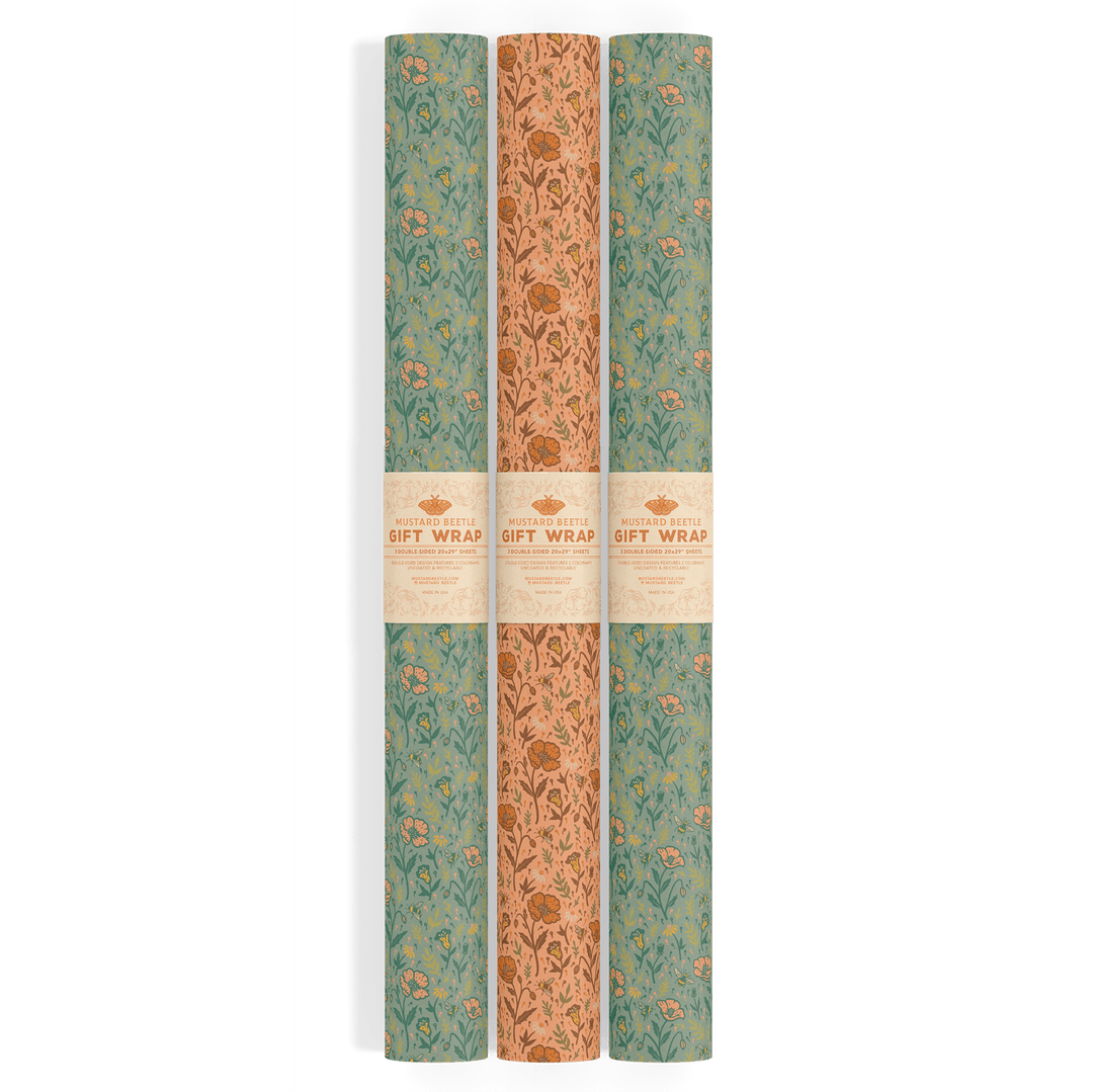 Recyclable Gift Wrap - Poppies - BUNKHAUS
