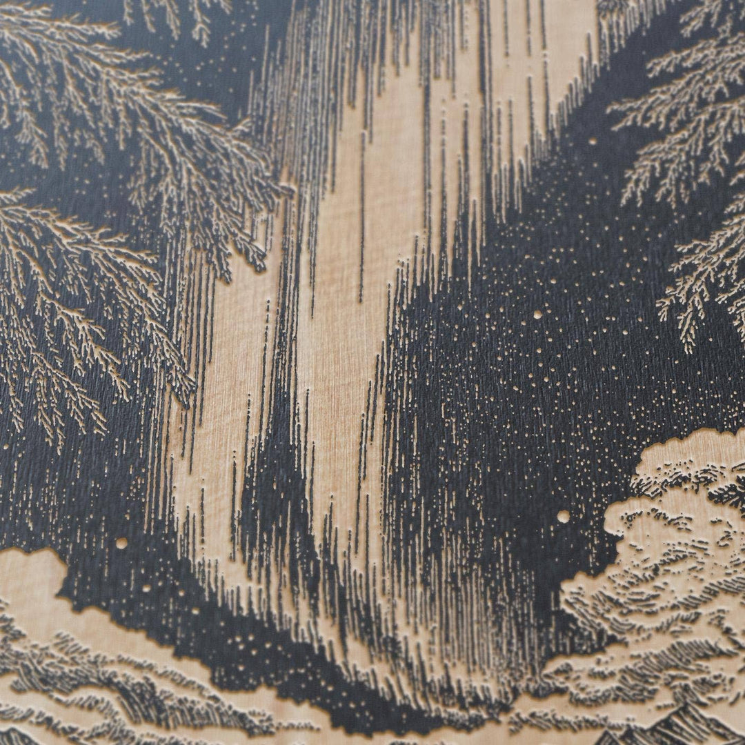 Northern Lights Engraved Birch Wood Panel