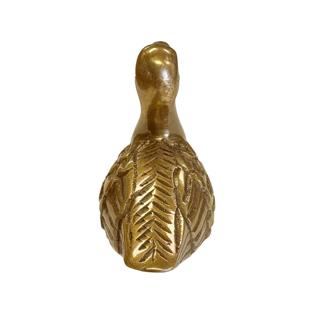 3" Antiqued Solid Brass Duck Paperweight Tabletop Decor