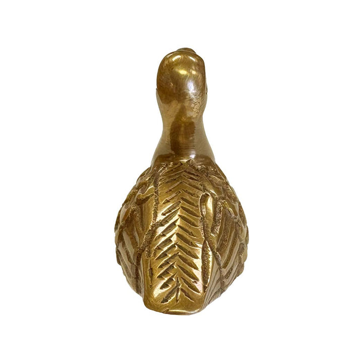 3" Antiqued Solid Brass Duck Paperweight Tabletop Decor