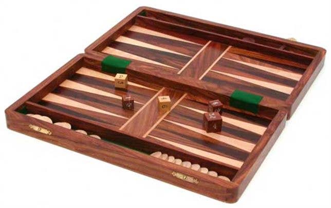 Hand-Carved Wooden Backgammon Set