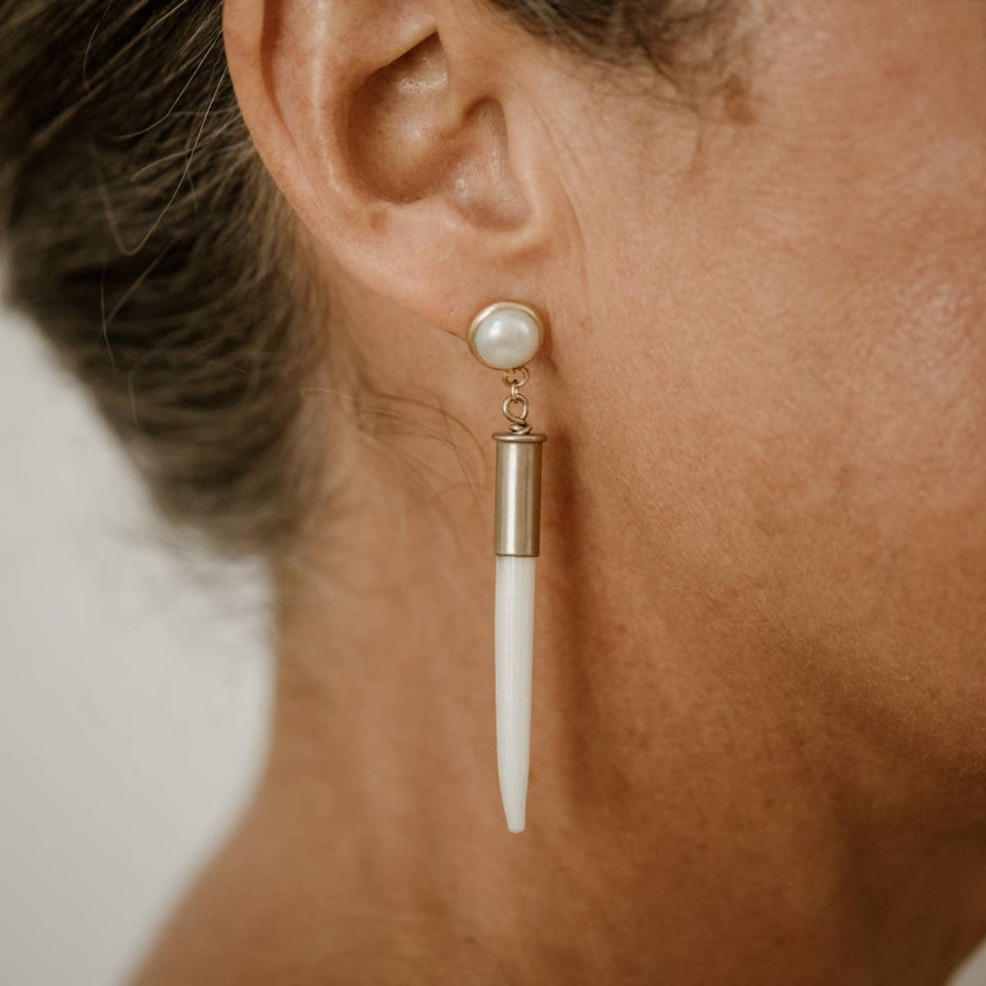 Pearl and Porcupine Quill Earrings