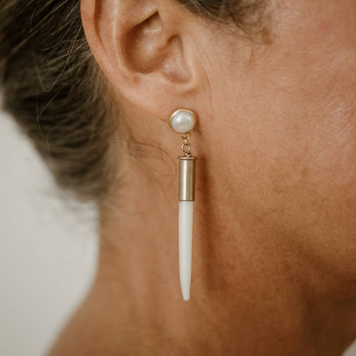 Pearl and Porcupine Quill Earrings