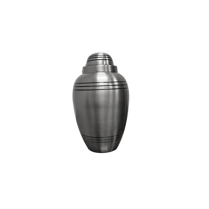 Elegant Vintage Brass Urn - Silver Etched Lines Design - BUNKHAUS