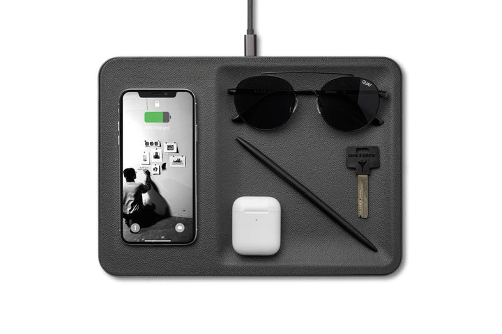 Italian Leather Wireless Charger with Valet Tray