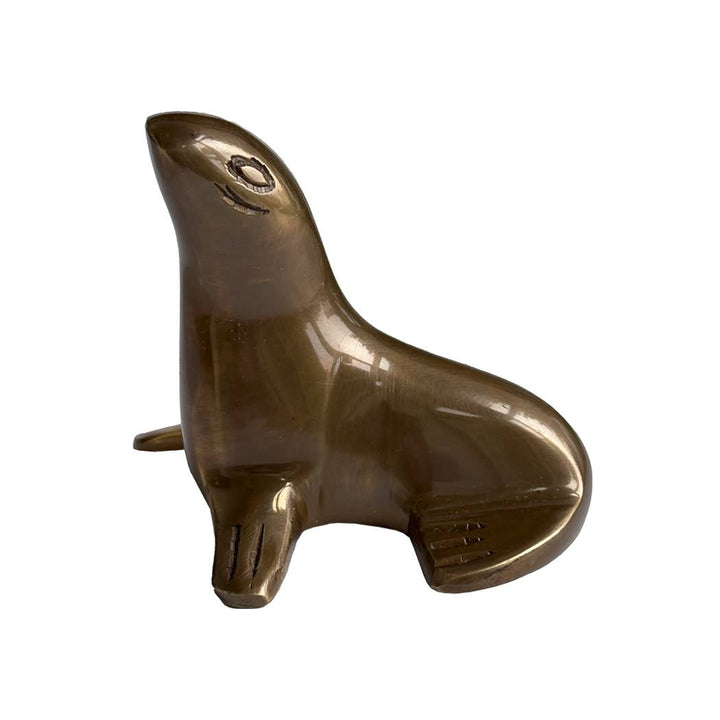 2-1/4" Antiqued Brass Seal Paperweight Tabletop Decor