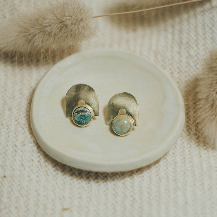 Bali Turquoise Studs – Brass & Silver