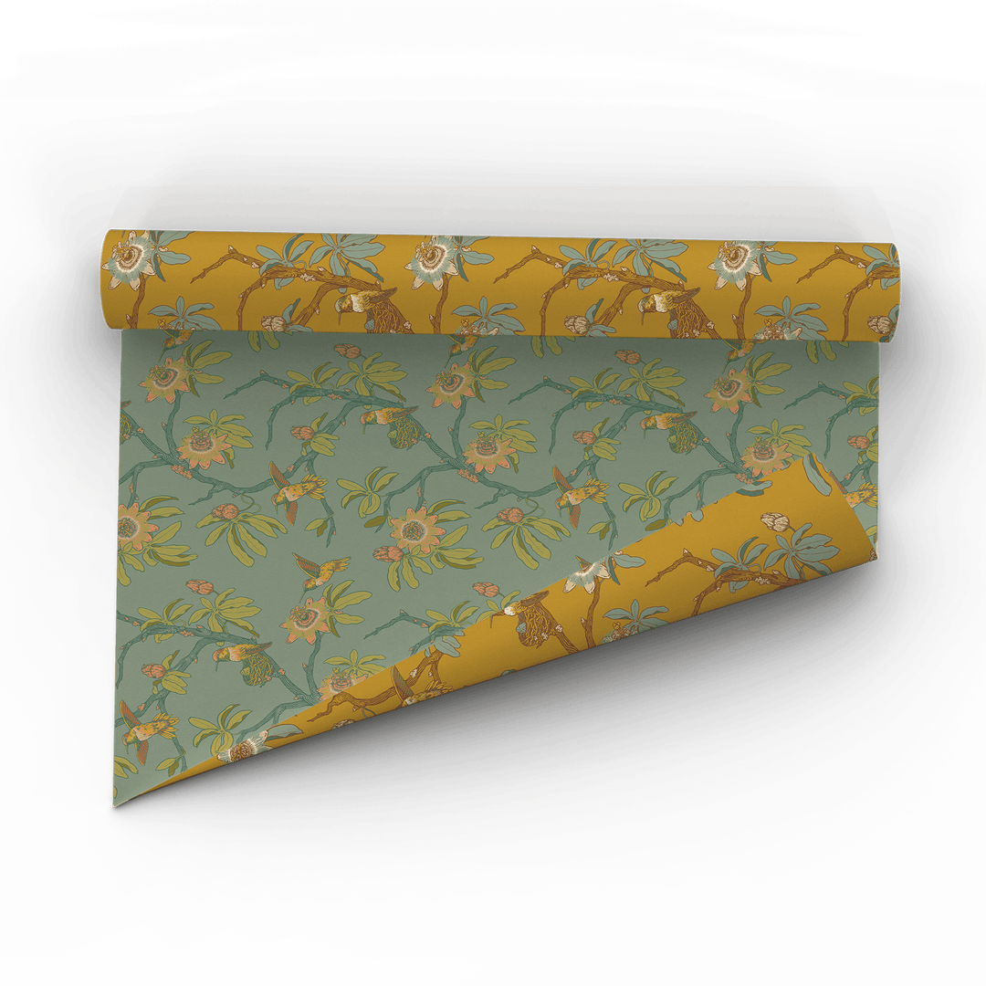 Recyclable Gift Wrap - Hummingbirds & Flowers - BUNKHAUS
