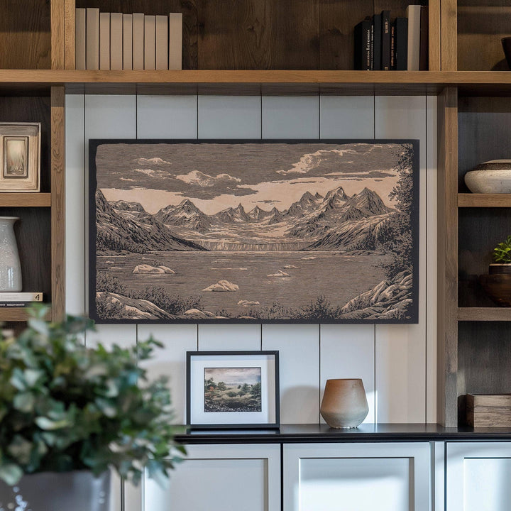 Glacier Bay Engraved Birch Wood Panel