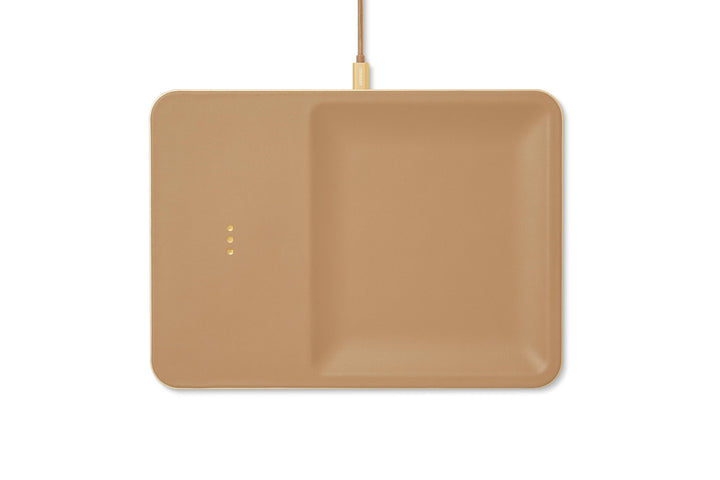 Italian Leather Wireless Charger with Valet Tray