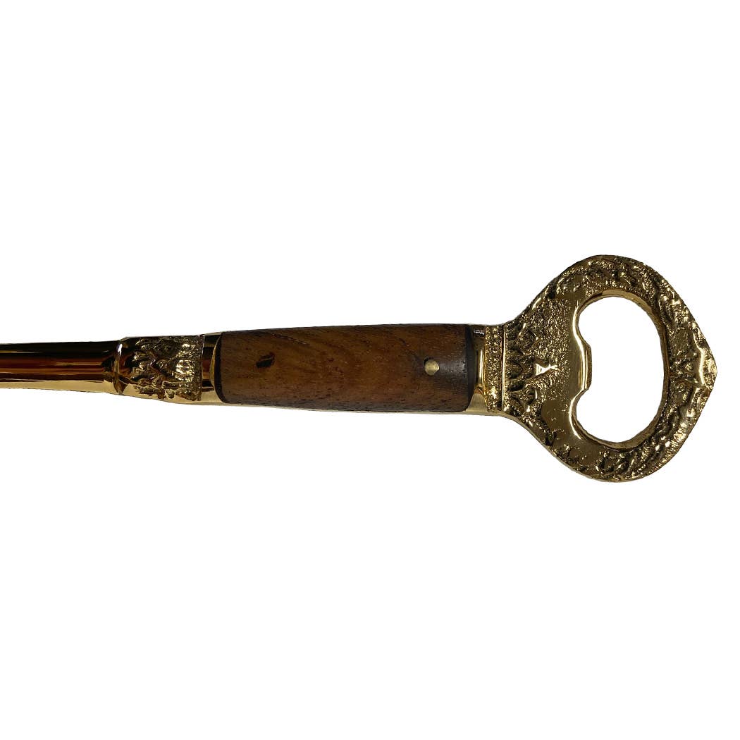 7-1/2" Brass Ice Hammer and Bottle Opener with Wood Handle
