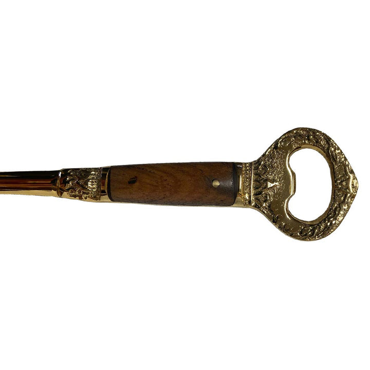7-1/2" Brass Ice Hammer and Bottle Opener with Wood Handle