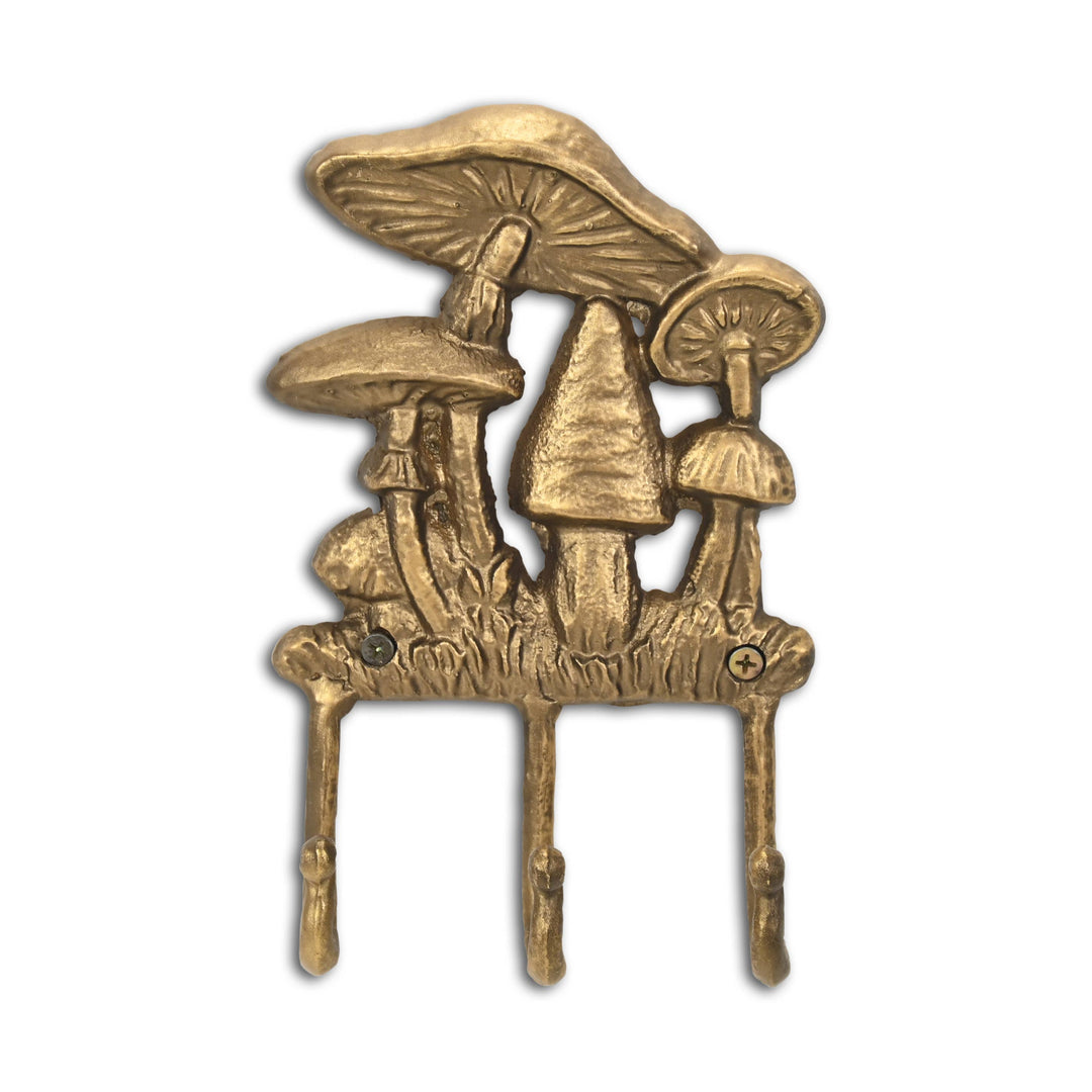 Golden Mushroom Medley Cast Iron Wall Hook