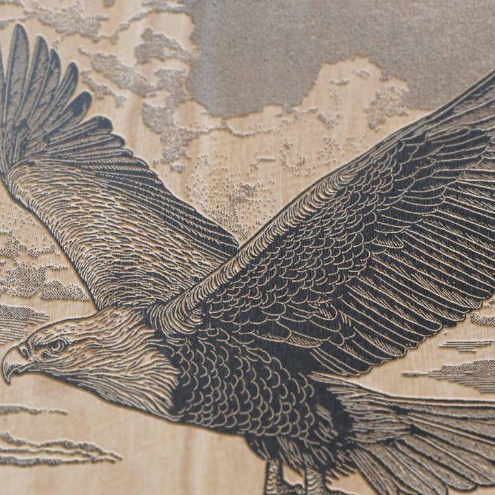 Bald Eagle Engraved Birch Wood Panel