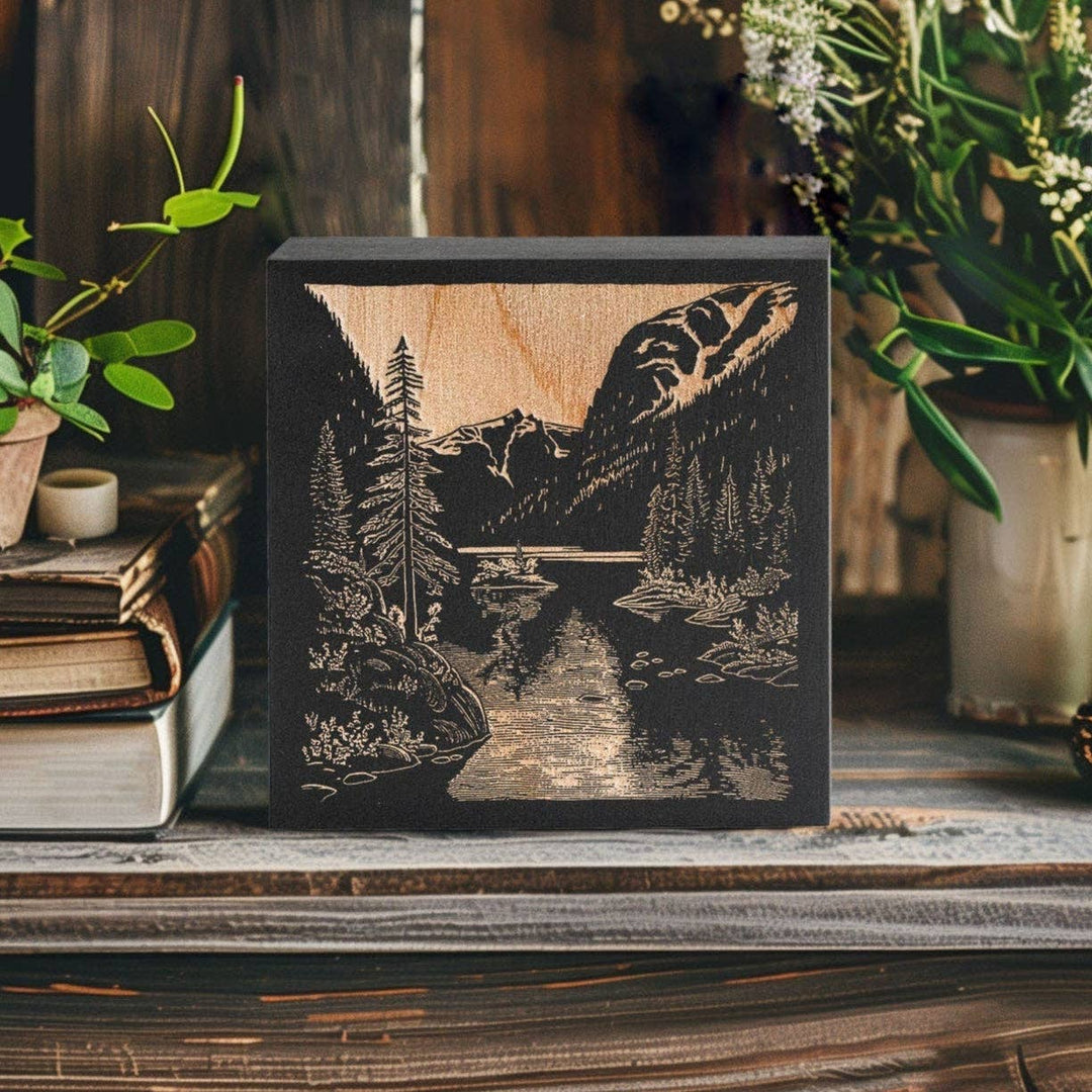 Misty Fjords Mini Engraved Birch Wood Panel