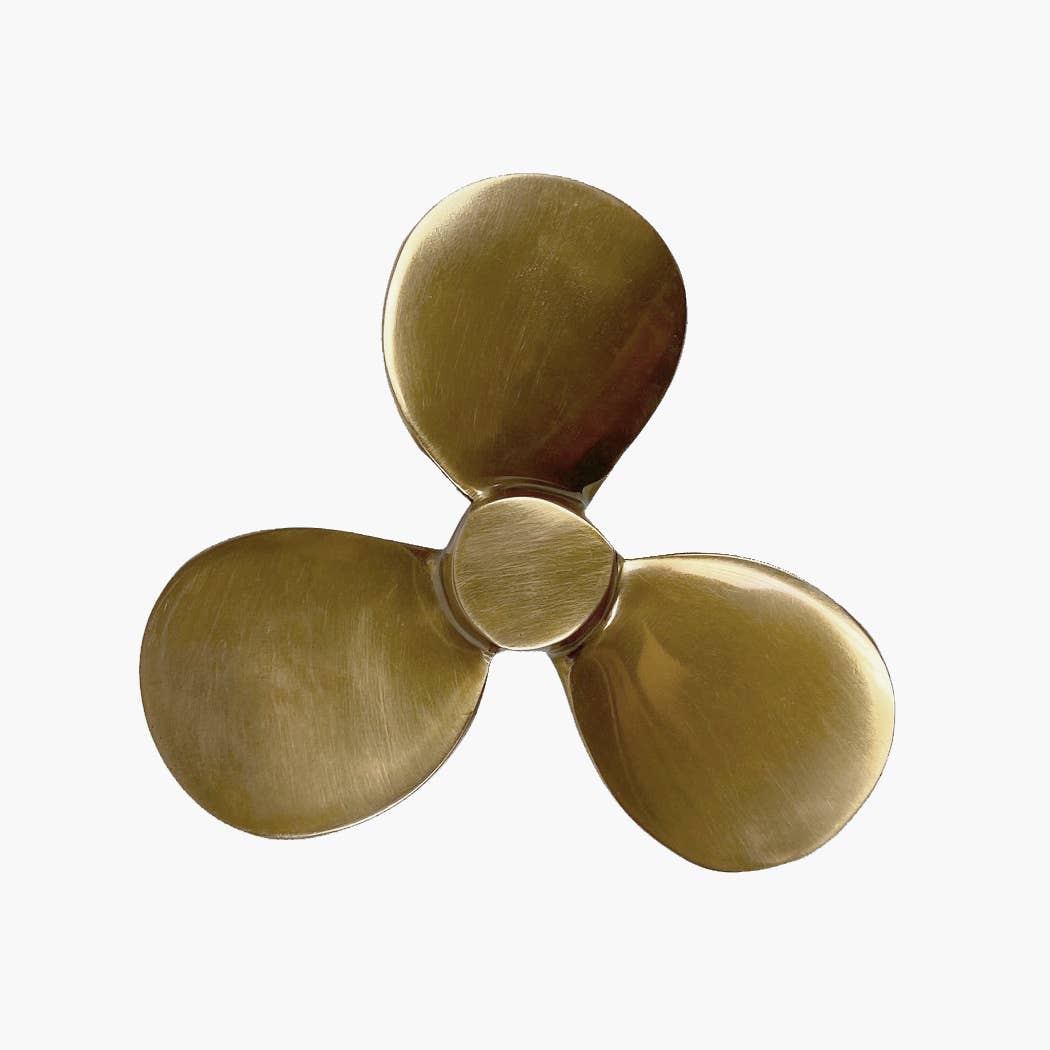 4-1/2" Antiqued Brass Propeller Paperweight Tabletop Decor