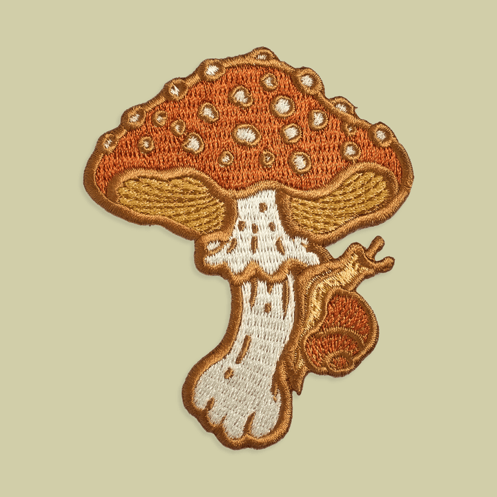 Mushroom and Snail Iron on Patch - BUNKHAUS