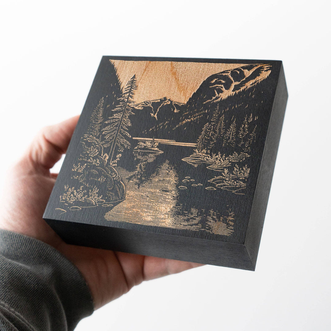 Misty Fjords Mini Engraved Birch Wood Panel