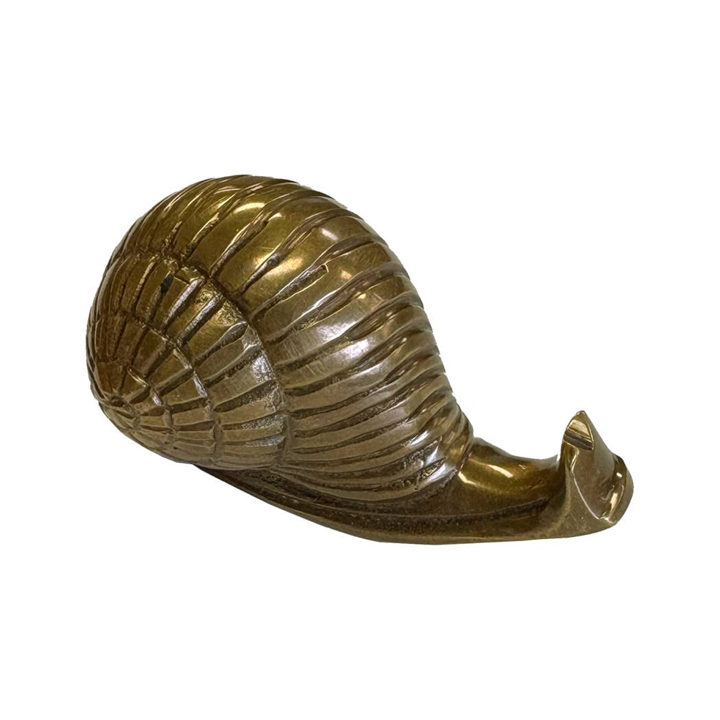 3-1/4" Snail Antiqued Solid Brass Snail Paperweight & Decor