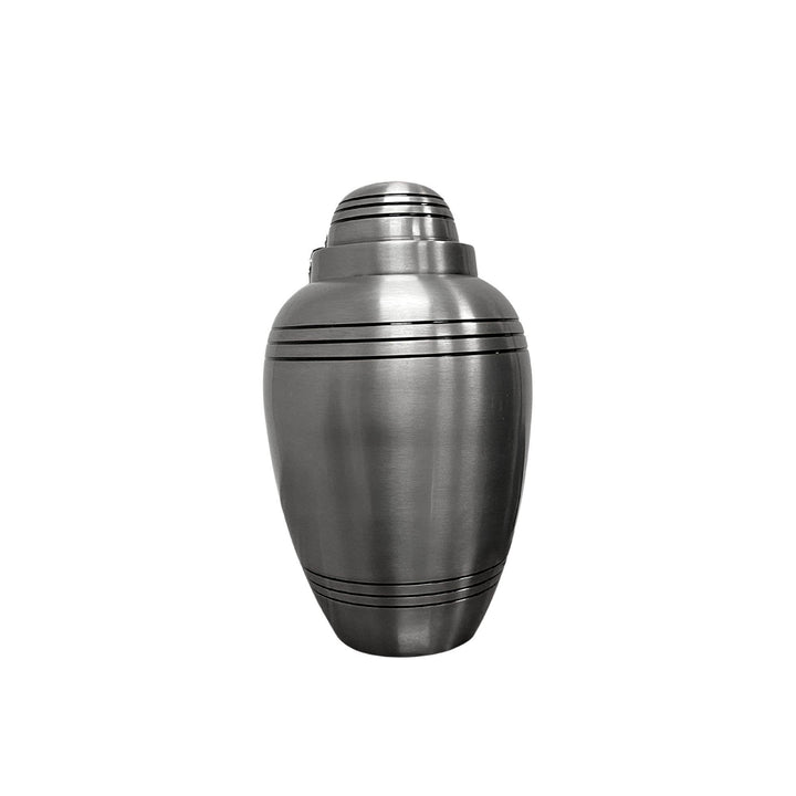 Elegant Vintage Brass Urn - Silver Etched Lines Design - BUNKHAUS