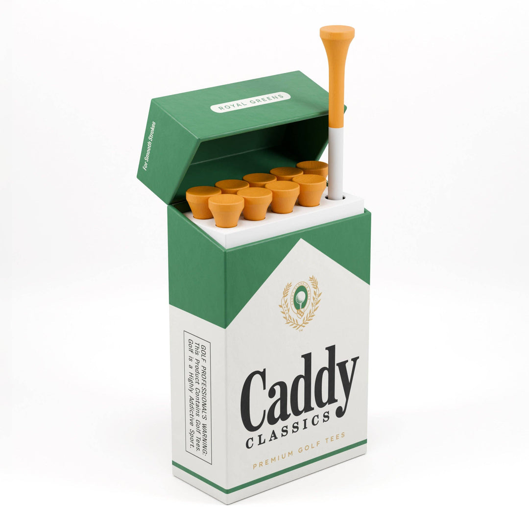 Royal Greens Golf Tee Holder + 10 Bamboo Tees