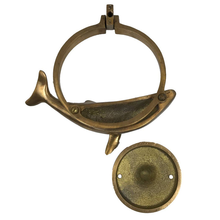 Antiqued Brass Whale Door Knocker
