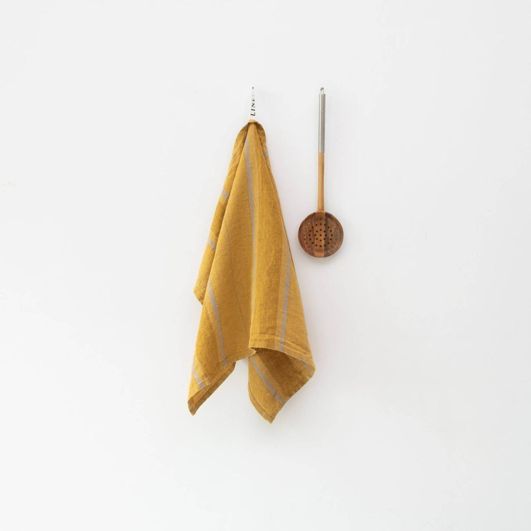 Amber Bronze Stripes Linen Kitchen Towel - BUNKHAUS