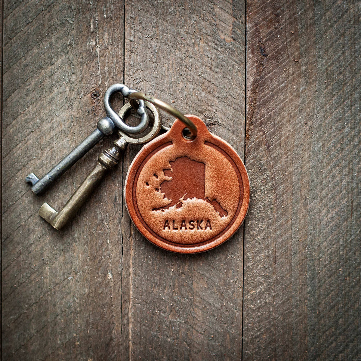 Alaska State - Leather Keychain