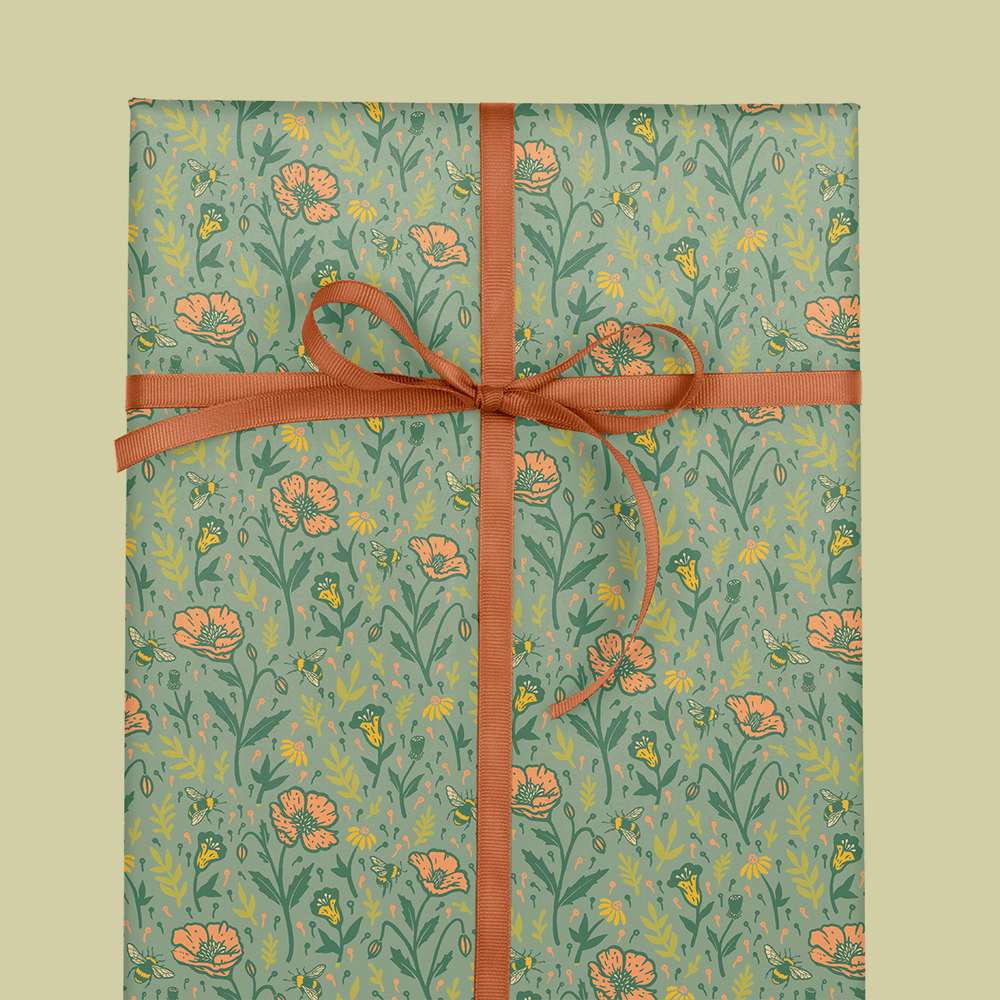 Recyclable Gift Wrap - Poppies - BUNKHAUS