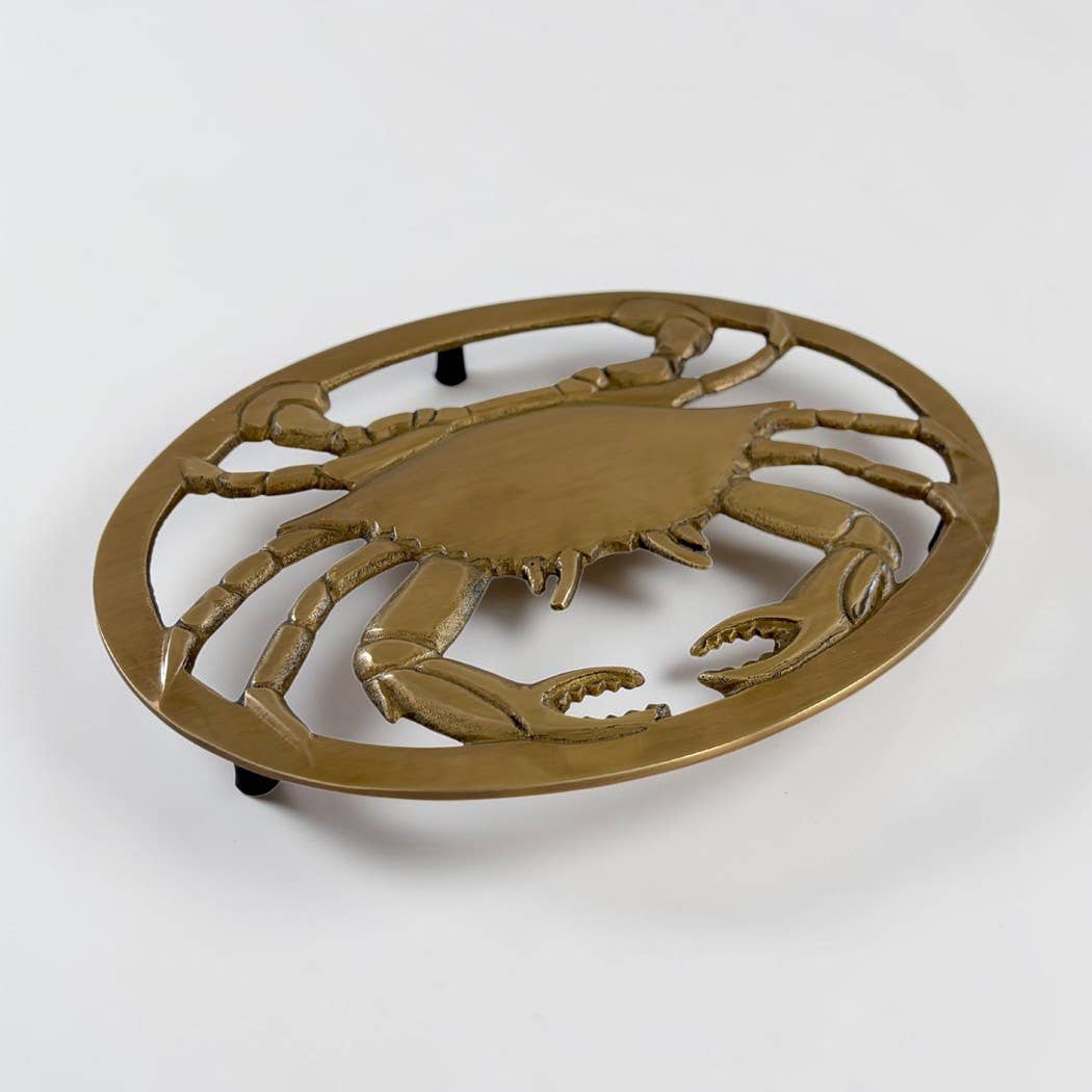 Antiqued Brass Crab Trivet