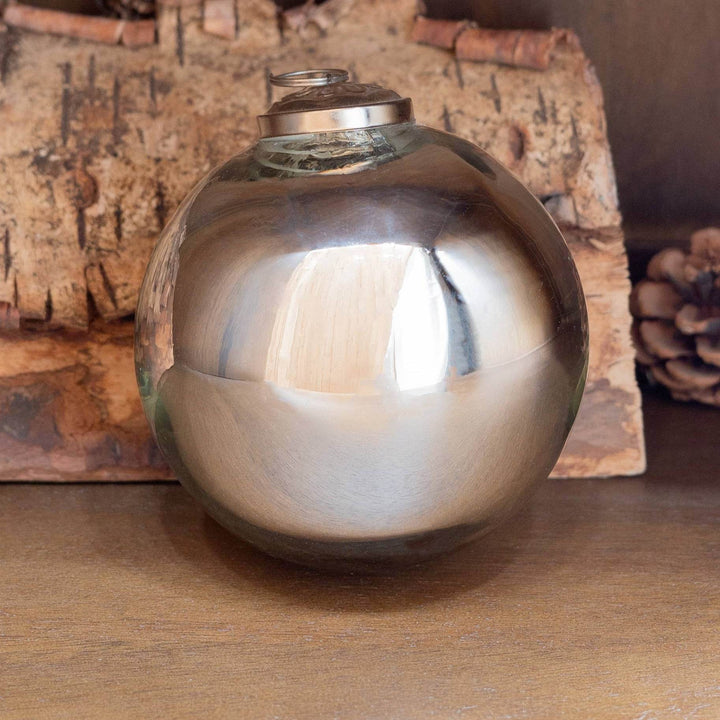 Glass Silver Ball Ornament - Medium - BUNKHAUS