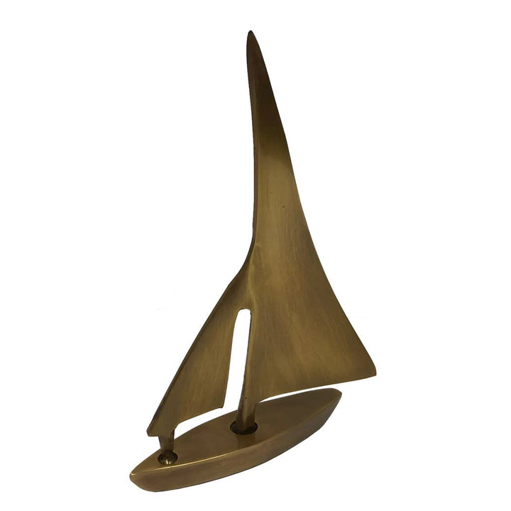 SECONDS - 5-1/4" Antiqued Brass Sail Boat Paperweight