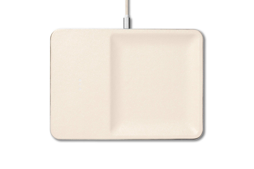 Italian Leather Wireless Charger with Valet Tray