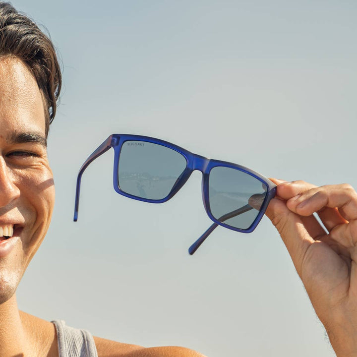 Blue Planet — Atlas in Matte Cobalt Blue / Smoke Polarized Lens