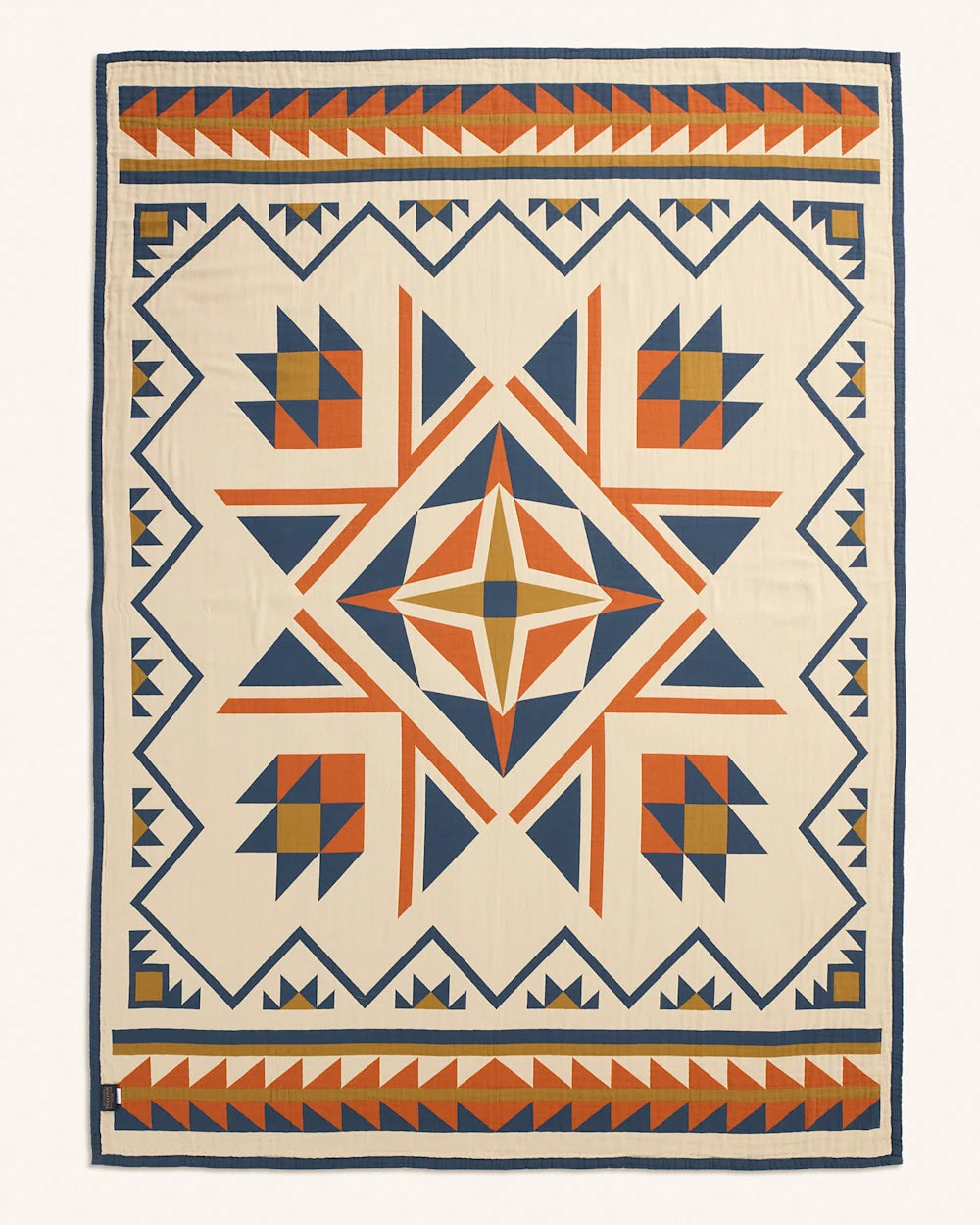 Quilted Star Matelassé Coverlet - Indigo Star