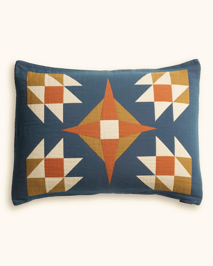 Quilted Star Matelassé Sham - Indigo Star
