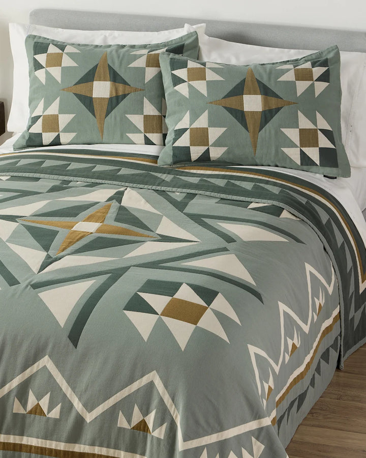 Quilted Star Matelassé Sham - Shale