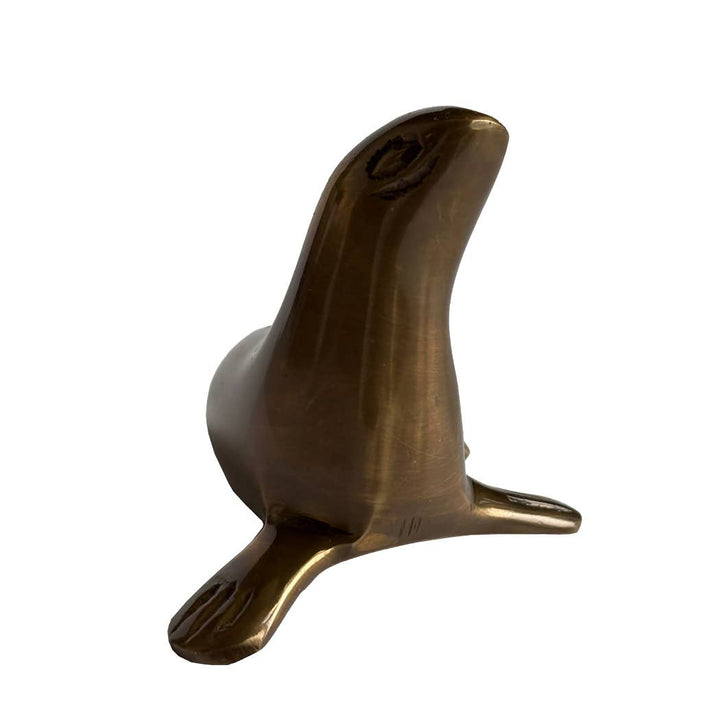 2-1/4" Antiqued Brass Seal Paperweight Tabletop Decor