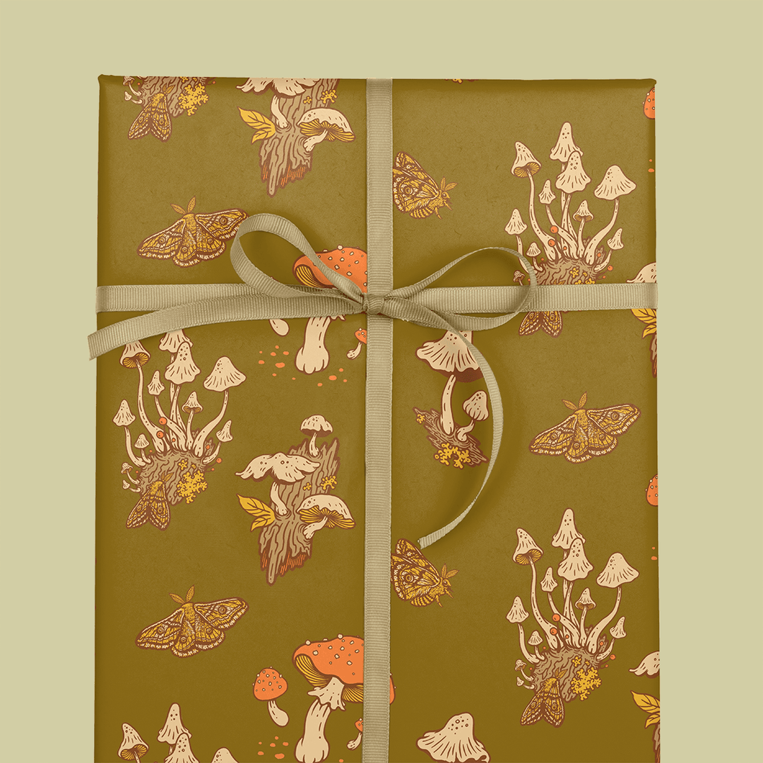 Recyclable Gift Wrap - Mushrooms Cream - BUNKHAUS