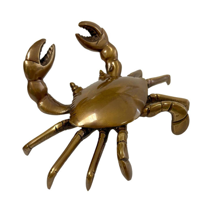 6" Antiqued Brass Dungeness Crab Paperweight Tabletop Decor